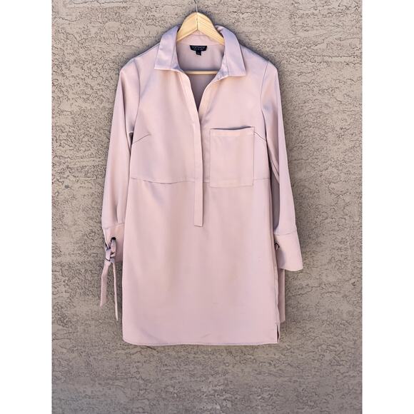 Topshop Tie Cuff Shirtdress ~ Blush ~ 2 - Picture 2 of 7